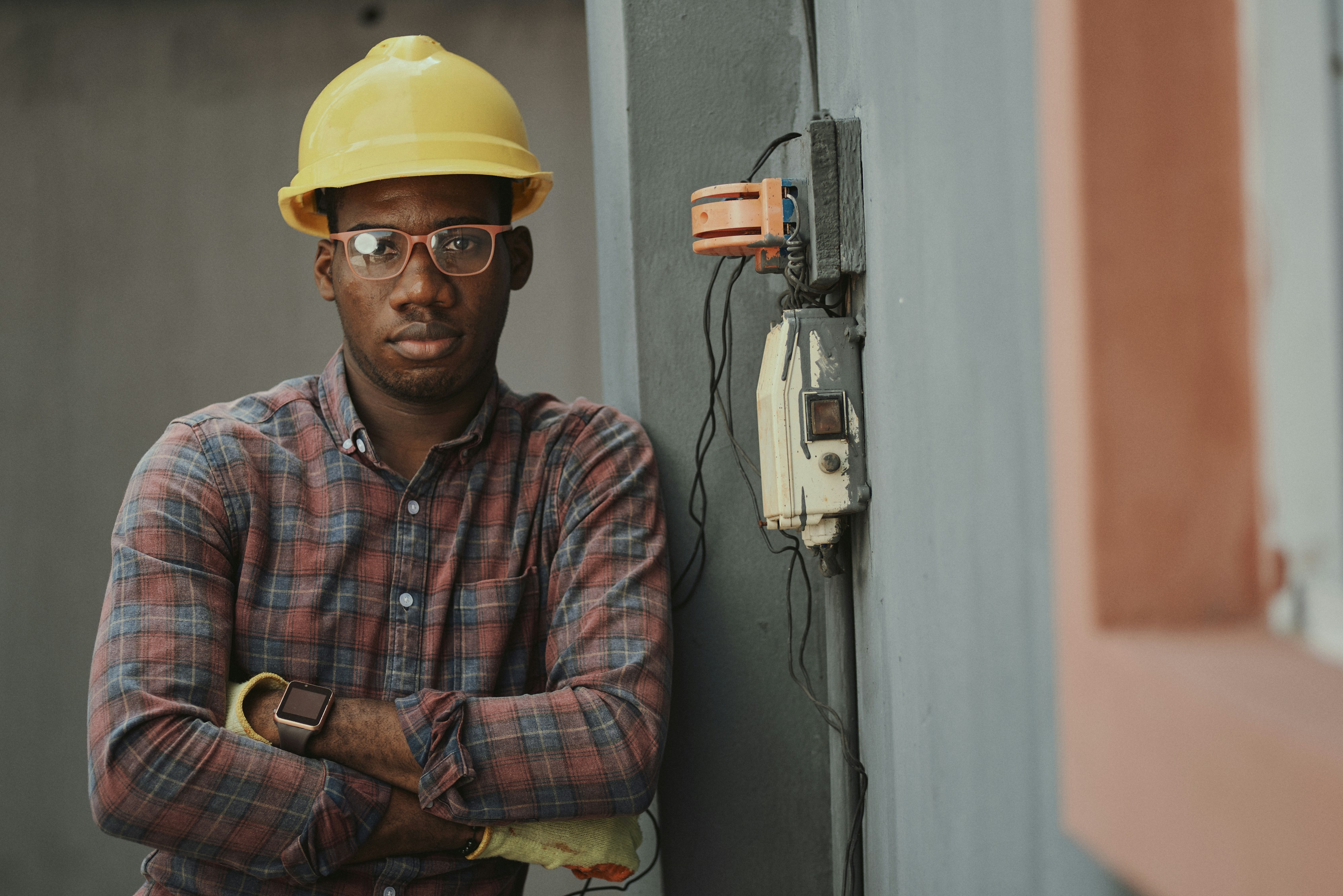 Professional electrician performing skilled trade work demonstrating technical expertise